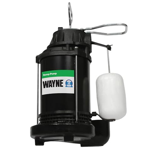 WAYNE CDU800 1/2 HP Submersible Sump Pump – Cast Iron & Stainless Steel, Vertical Float Switch, 5,100 GPH, 3-Year Warranty product image